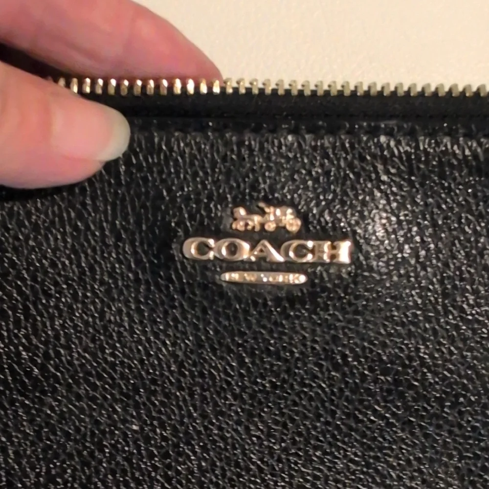 Coach Black Pebbled Leather Double Zip Wristlet